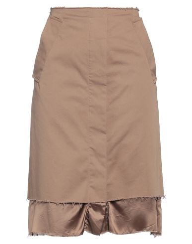 Mm6 Maison Margiela Woman Midi Skirt Khaki Size 4 Cotton, Elastane, Viscose In Beige