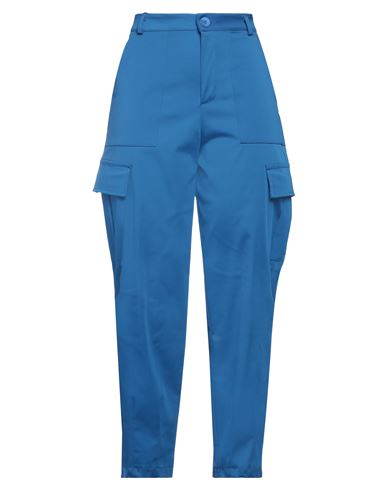 Haveone Woman Pants Blue Size S Polyester, Cotton, Elastane