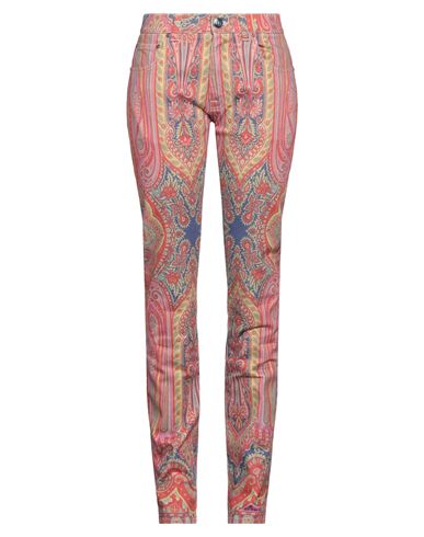Etro Woman Pants Red Size 33 Cotton, Elastane