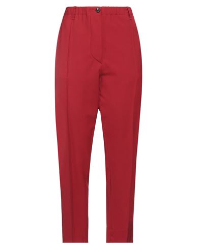 Tela Woman Pants Red Size 8 Polyester, Virgin Wool, Elastane