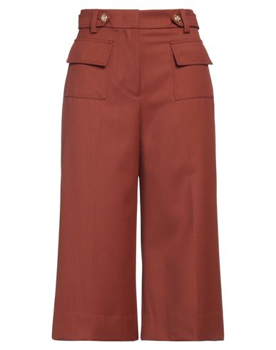 Pt Torino Woman Cropped Pants Tan Size 6 Polyester, Virgin Wool In Brown