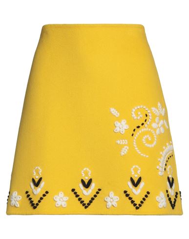 Ermanno Scervino Woman Mini Skirt Yellow Size 2 Virgin Wool, Cashmere