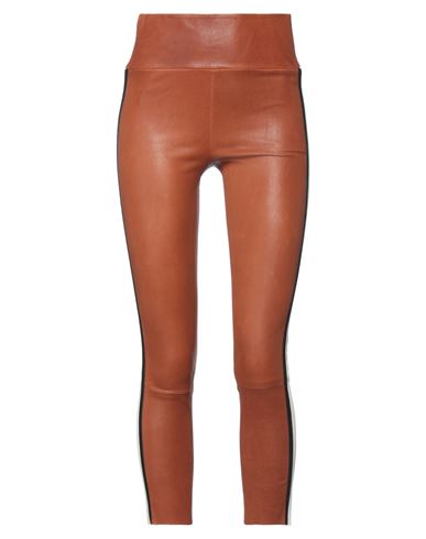 Shop Sprwmn Woman Leggings Tan Size S Soft Leather In Brown