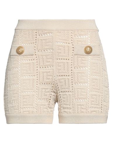Shop Balmain Woman Shorts & Bermuda Shorts Beige Size 10 Viscose, Polyamide