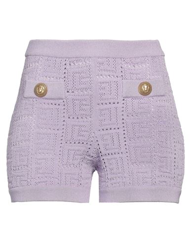 Balmain Woman Shorts & Bermuda Shorts Lilac Size 8 Viscose, Polyamide In Purple