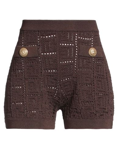 Shop Balmain Woman Shorts & Bermuda Shorts Brown Size 6 Viscose, Polyamide