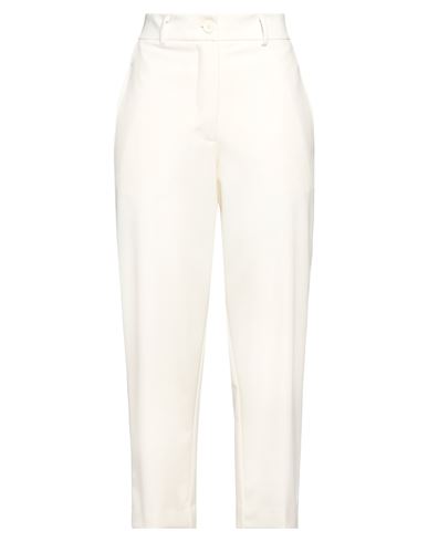 Shop Solotre Woman Pants Ivory Size 6 Polyester, Wool, Elastane In White