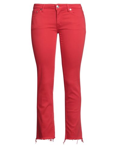 People (+)  Woman Jeans Red Size 28 Cotton, Elastomultiester, Elastane