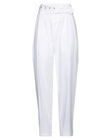Brand Unique Woman Pants White Size 1 Cotton, Elastane