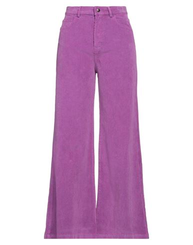 Merci .., Woman Pants Mauve Size 6 Cotton, Elastane In Purple