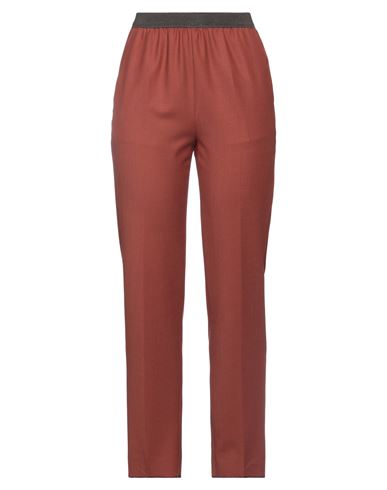 Agnona Woman Pants Rust Size 8 Polyester, Wool, Elastane, Cotton In Red
