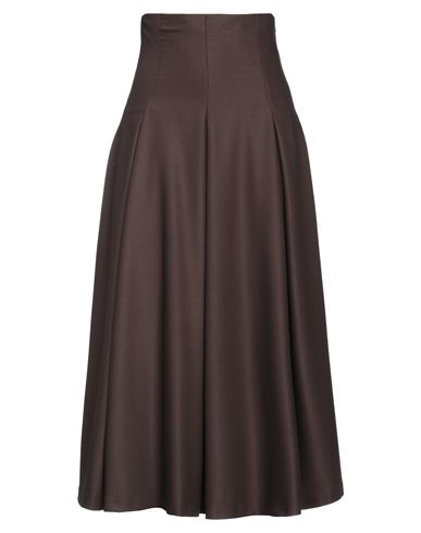 Skills & Genes Woman Maxi Skirt Dark Brown Size 8 Polyester, Viscose, Elastane