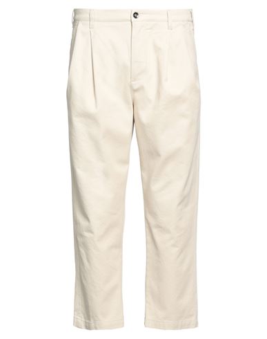 Officina 36 Man Pants Cream Size 36 Cotton, Elastane In White