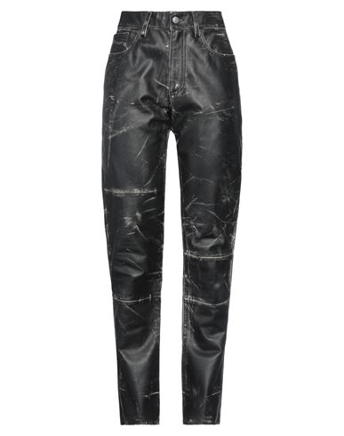 Mm6 Maison Margiela Woman Pants Black Size 36 Bovine Leather