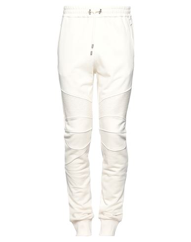Balmain Man Pants Cream Size M Cotton, Elastane In White