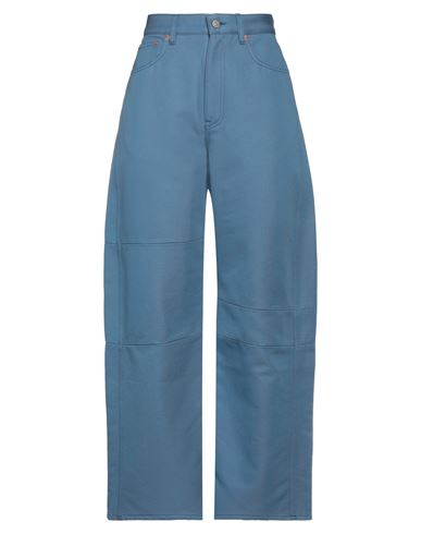 Mm6 Maison Margiela Woman Pants Slate Blue Size 28 Cotton, Polyamide