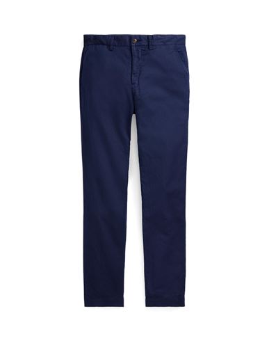 Shop Polo Ralph Lauren Straight Fit Linen-cotton Pant Man Pants Navy Blue Size 33w-34l Linen, Cotton