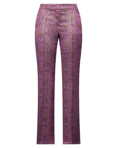 Siyu Woman Pants Purple Size 8 Wool, Lurex, Silk, Nylon, Cotton