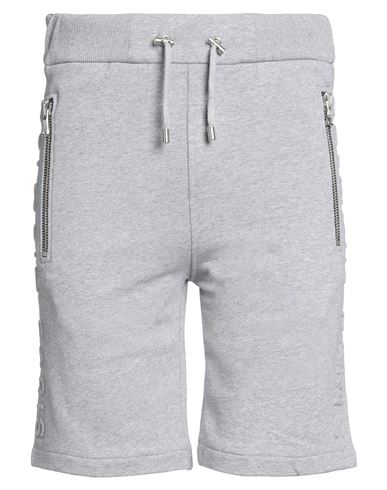 Shop Balmain Man Shorts & Bermuda Shorts Light Grey Size 3xl Cotton, Elastane