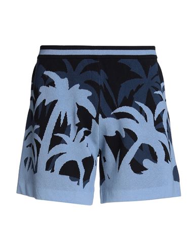 8 By Yoox Hawaiian Jacquard Cotton Shorts Man Shorts & Bermuda Shorts Slate Blue Size Xl Cotton, Rec