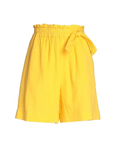 Vila Woman Shorts & Bermuda Shorts Yellow Size 8 Cotton