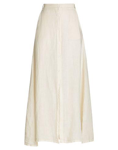 8 By Yoox Linen Button-front Midi Skirt Woman Long Skirt Ivory Size 12 Linen In White