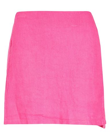8 By Yoox Linen Front Slit Mini Skirt Woman Mini Skirt Fuchsia Size 12 Linen In Pink