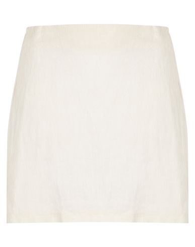 8 By Yoox Linen Front Slit Mini Skirt Woman Mini Skirt Ivory Size 12 Linen In White