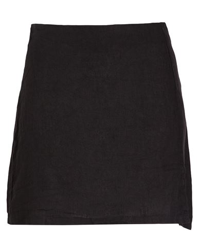8 By Yoox Linen Front Slit Mini Skirt Woman Mini Skirt Black Size 12 Linen