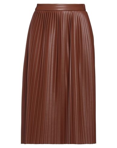 Shop Jijil Woman Midi Skirt Brown Size 10 Polyester, Polyurethane
