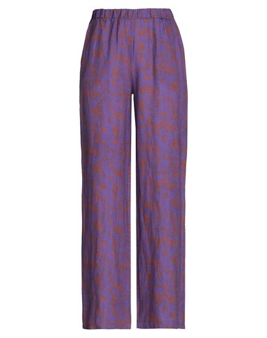 8 By Yoox Printed Linen Pull-on Pants Woman Pants Purple Size 12 Linen
