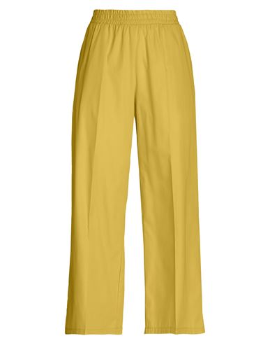 8 By Yoox Organic Cotton Pull-on Pants Woman Pants Yellow Size 12 Cotton