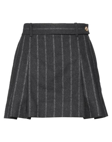 Versace Woman Mini Skirt Steel Grey Size 6 Virgin Wool, Cotton