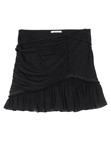 Nensi Dojaka Ruched Asymmetric Stretch Silk Miniskirt In Black