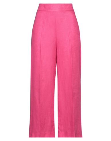 Shop Clips Woman Pants Fuchsia Size 8 Linen In Pink