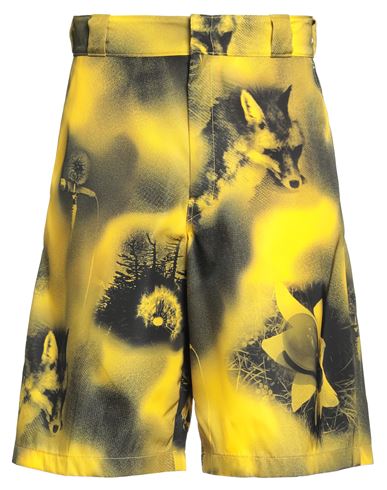 Shop Prada Man Shorts & Bermuda Shorts Ocher Size 36 Recycled Polyamide In Yellow