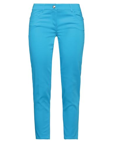 Angelo Marani Woman Pants Azure Size 4 Cotton, Polyamide, Elastane In Blue