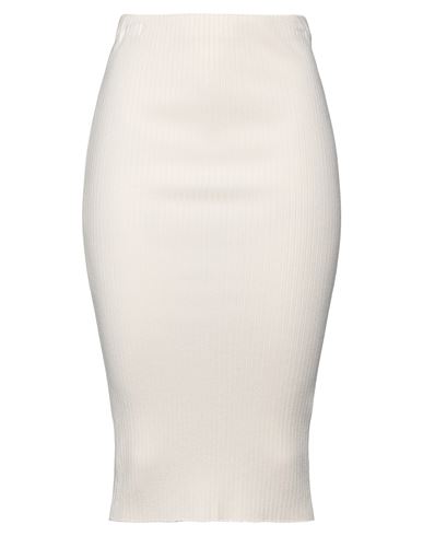 Akep Woman Midi Skirt Cream Size 8 Viscose, Polyester, Polyamide In White