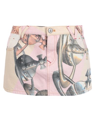 Vivienne Westwood Woman Denim Skirt Pink Size 26 Organic Cotton In Pink