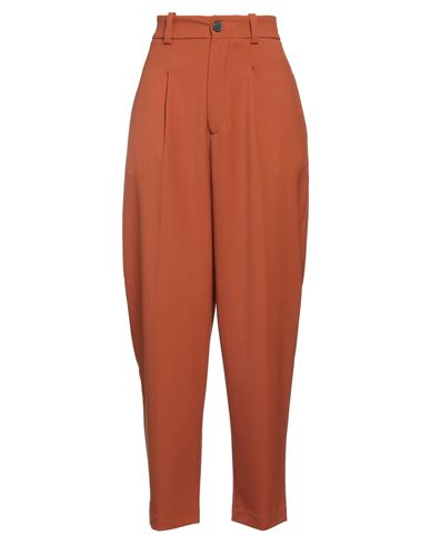Solotre Woman Pants Rust Size 8 Polyester, Wool, Elastane In Red