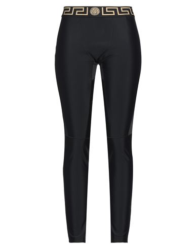 Shop Versace Woman Leggings Black Size Xl Polyamide, Elastane, Polyester