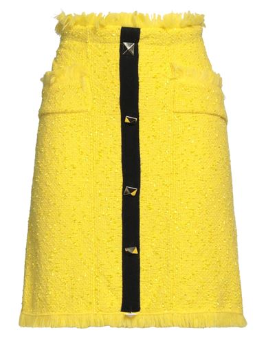 Akep Woman Mini Skirt Yellow Size 8 Synthetic Fibers, Alpaca Wool, Merino Wool, Cashmere