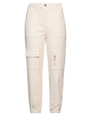 J·b4 Just Before Woman Pants Cream Size M Cotton, Elastane In White