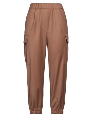Rebel Queen Woman Pants Brown Size S Polyester, Viscose, Elastane
