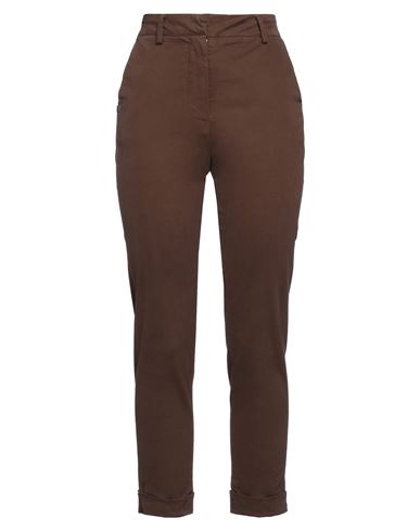 Manila Grace Woman Pants Brown Size 4 Cotton, Elastane