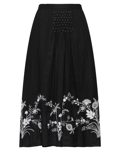 Thierry Colson Woman Midi Skirt Black Size M Linen