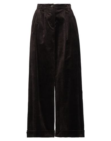 Haveone Woman Pants Dark Brown Size S Cotton, Viscose, Elastic Fibres, Polyester