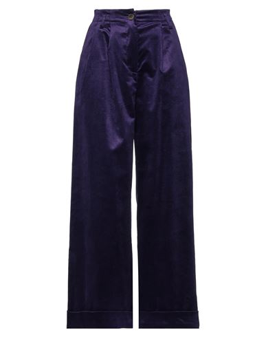 Haveone Woman Pants Dark Purple Size S Cotton, Viscose, Elastic Fibres, Polyester