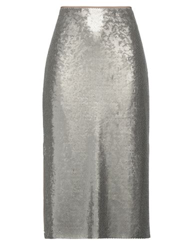 Brunello Cucinelli Woman Midi Skirt Platinum Size 6 Acetate, Silk, Polyester In Grey