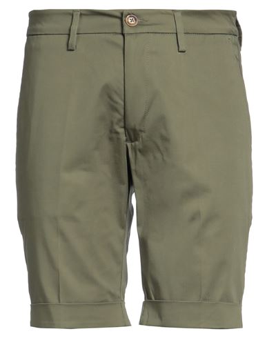 Shop Bulgarini Man Shorts & Bermuda Shorts Military Green Size 29 Cotton, Elastane
